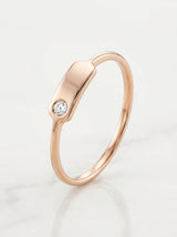 Anello in oro rosa con piastrina e diamante bianco ct.0,03 G-SI au gr. 1,4