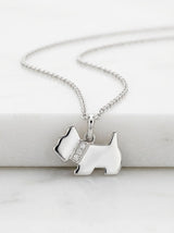 Pendente in oro bianco cane con diamanti ct. 0,02 G-SI grammi 2,6