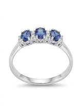 ANELLO 3 OVALINI VERTICALI + BRI - Oro g 2.70 - Diamanti ct 0.08 - Zaffiri ct 0.76