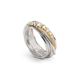 Anello Filodellavita Classic Collection, 7 Fili in Oro Giallo 9kt e 7 Diamanti Bianchi 0.19 a scalare