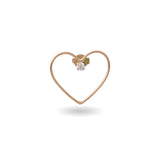 Mono Orecchini Filodamore filo Cuore 8 mm Oro Giallo 9kt con 1 diamante bianco 0.022 ct tot
