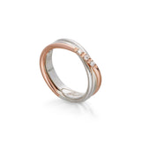 Anello Filodellavita Classic Collection, 3 Fili in Argento .925 e Oro Rosa 9kt e Diamanti Bianchi 0.04 ct