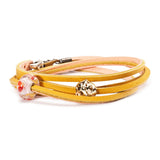 Bracciale in Cuoio, Giallo/Rosa 45CM