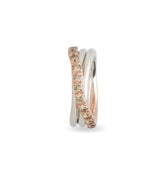 Anello Filodellavita Prezioso Collection, 3 Fili spessore 2,2 mm in Oro Rosa 9kt e 15 Diamanti Brown 0.80 ct (setaccio 9-9.5)