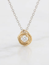 Collana oro bianco 9KT 45 cm con punto luce oro giallo 9KT e diamante ct.0,08 E-VS2B CA100BG-45