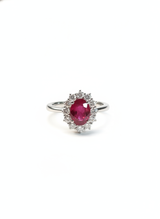 Anello contorno rubino ct.1,32 diamanti ct 0,57 F-VS gr.4,6 mis 13 326-AN-1000-6-8