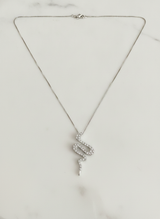 Collana con serpente in oro bianco e diamanti ct. 0,20 F-SI Grammi 4,8