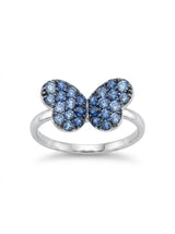 Anello farfalla oro bianco zaffiri blu sfumati ct. 0,65 gr.2,8