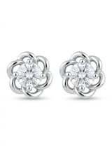 Boccolo punto luce a Fiore in oro bianco con diamanti bianchi centrali ct 0,10 G-SI Oro g 1.20
