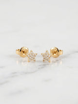 Boccole in oro giallo a stella con pavé di diamanti ct. 0,12 G-SI au gr. 1,3