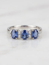 ANELLO 3 OVALINI VERTICALI + BRI - Oro g 2.70 - Diamanti ct 0.08 - Zaffiri ct 0.76
