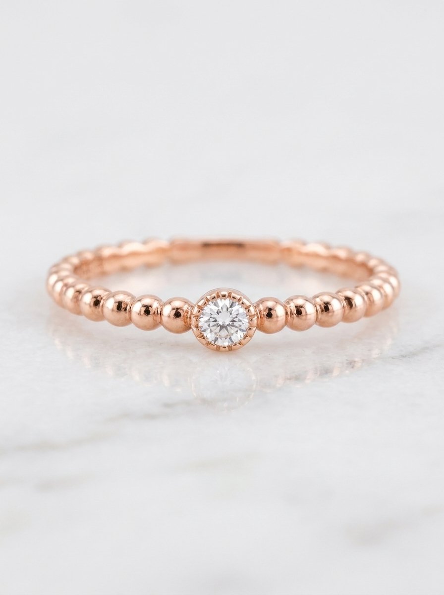 Anello Falangina in oro rosa e diamante bianco CT.0.03 MIS.3 - Oro g 0.80 - Diamanti ct 0.03