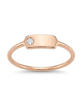Anello in oro rosa con piastrina e diamante bianco ct.0,03 G-SI au gr. 1,4