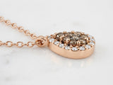 Pendente oro rosa goccia multipietra brown. ct 0,17 bianchi ct. 0,14 gr. 2,4