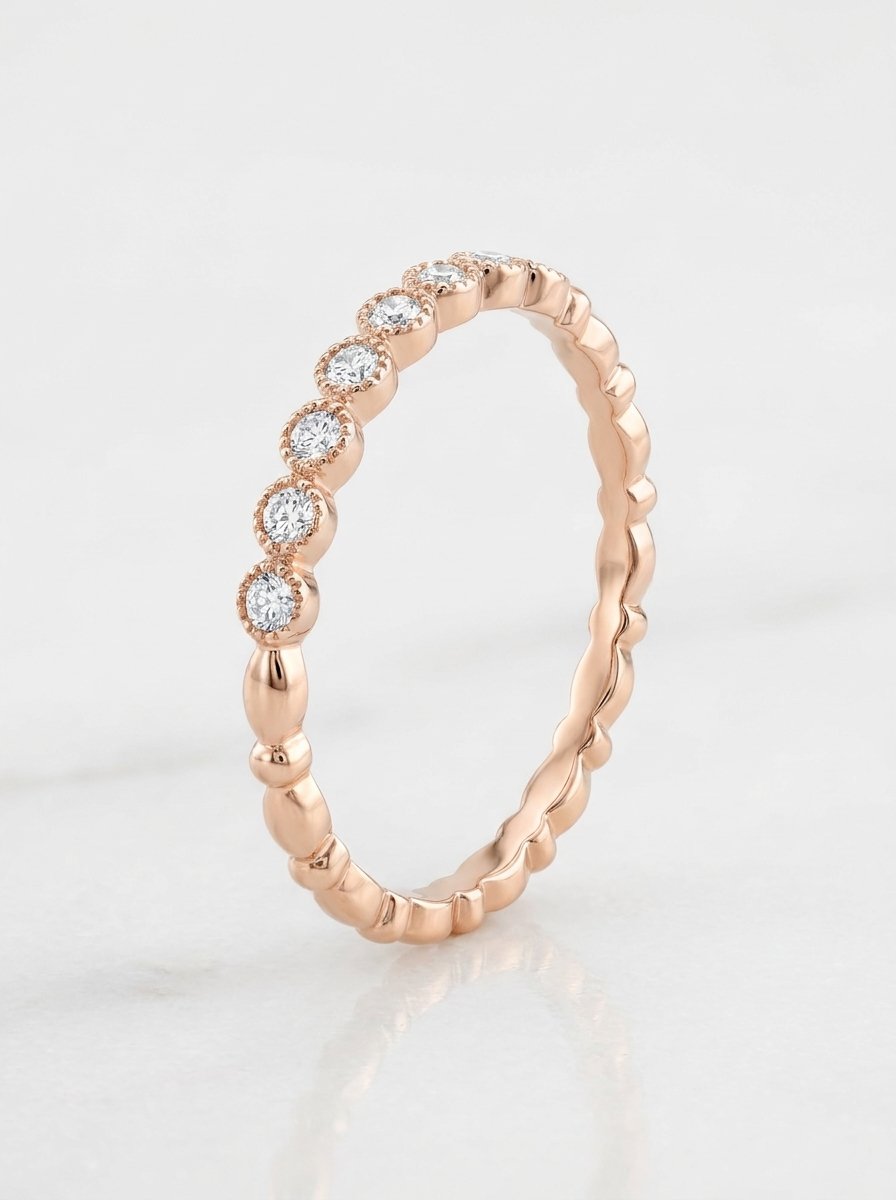 Anello falangina in oro rosa e 7 diamanti bianchi, misura 3.5 ct 0.10 au g 1.00