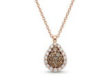 Pendente oro rosa goccia multipietra brown. ct 0,17 bianchi ct. 0,14 gr. 2,4