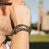Bracciale in Cuoio, Nero/Grigio Mis.36 CM