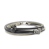 Bracciale in Cuoio, Nero/Grigio Mis.36 CM