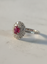 Anello contorno rubino ct. 1,16 diamanti ct. 0,92 G-VVS gr. 6,4 mis. 14