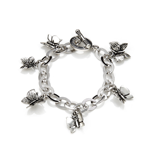 Bracciale con farfalla e fiore in argento: gioielli regolabili per gli amanti degli animali, - Italia