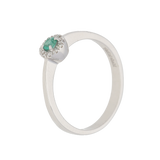 Anello contorno classico con smeraldo e diamanti
