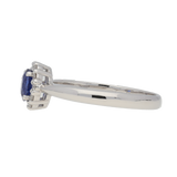 Anello contorno classico con zaffiro ct. 0,50 e diamanti ct. 0,13