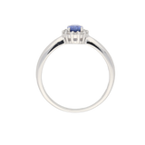 Anello contorno classico con zaffiro ct. 0,50 e diamanti ct. 0,13