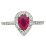 Anello con rubino a goccia e diamanti