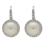 Orecchini a monachella con perle e contorno di diamanti