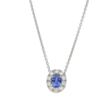 Pendente contorno classico con zaffiroCt. 0,47 e diamanti Ct. 0,18