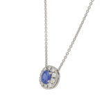 Pendente contorno classico con zaffiroCt. 0,47 e diamanti Ct. 0,18