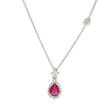 Pendente contorno a goccia con rubino e diamanti
