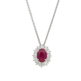 Pendente contorno classico con RUBINO Ct. 0,95 e diamanti Ct. 0,40