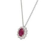 Pendente contorno classico con RUBINO Ct. 0,95 e diamanti Ct. 0,40