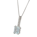 pendente acquamarina taglio rettangolare Ct. 1,40 e tennis diamanti Ct.0,05