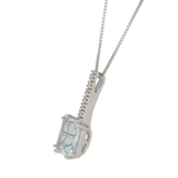 pendente acquamarina taglio rettangolare Ct. 1,40 e tennis diamanti Ct.0,05
