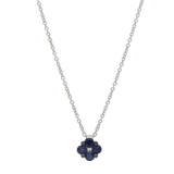 Pendente a forma di fiore con zaffiri blu ct. 0,38 e diamante ct.0,02