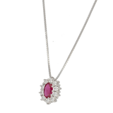 Pendente contorno classico con RUBINO Ct. 0,60 e diamanti Ct. 0,35