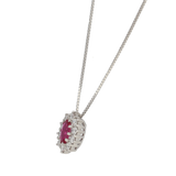 Pendente contorno classico con RUBINO Ct. 0,60 e diamanti Ct. 0,35