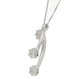 Pendente in oro bianco 3 fiori pendenti multi pietra ct. 0,60