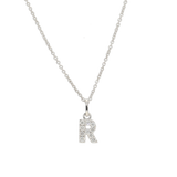 Pendente iniziale R in oro bianco e diamanti