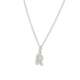 Pendente iniziale R in oro bianco e diamanti