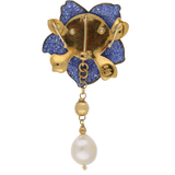 Pendente e spilla in oro miniato fiore viola