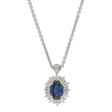 Pendente contorno classico con zaffiro e diamanti