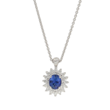 Pendente contorno doppio classico con zaffiro e diamanti