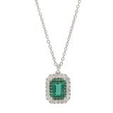 Pendente contorno doppio classico con SMERALDi Ct. 0,41 e diamanti Ct. 0,38