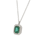 Pendente contorno doppio classico con SMERALDi Ct. 0,41 e diamanti Ct. 0,38