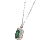 Pendente contorno doppio classico con SMERALDi Ct. 0,41 e diamanti Ct. 0,38