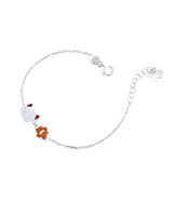 Bracciale in oro bianco con gatto e impronta con smalto colorato