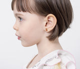 Orecchino in oro giallo con orsetto e cuore con smalto colorato